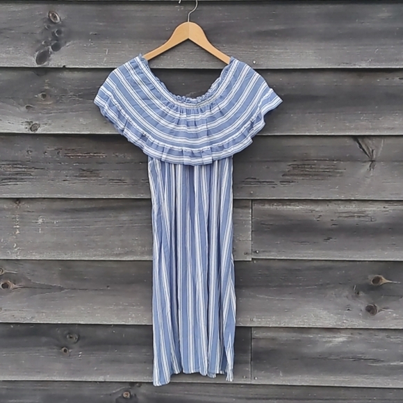 art class Other - art class brand blue and white striped ruffle sleeve off-the-shoulder dress - XL